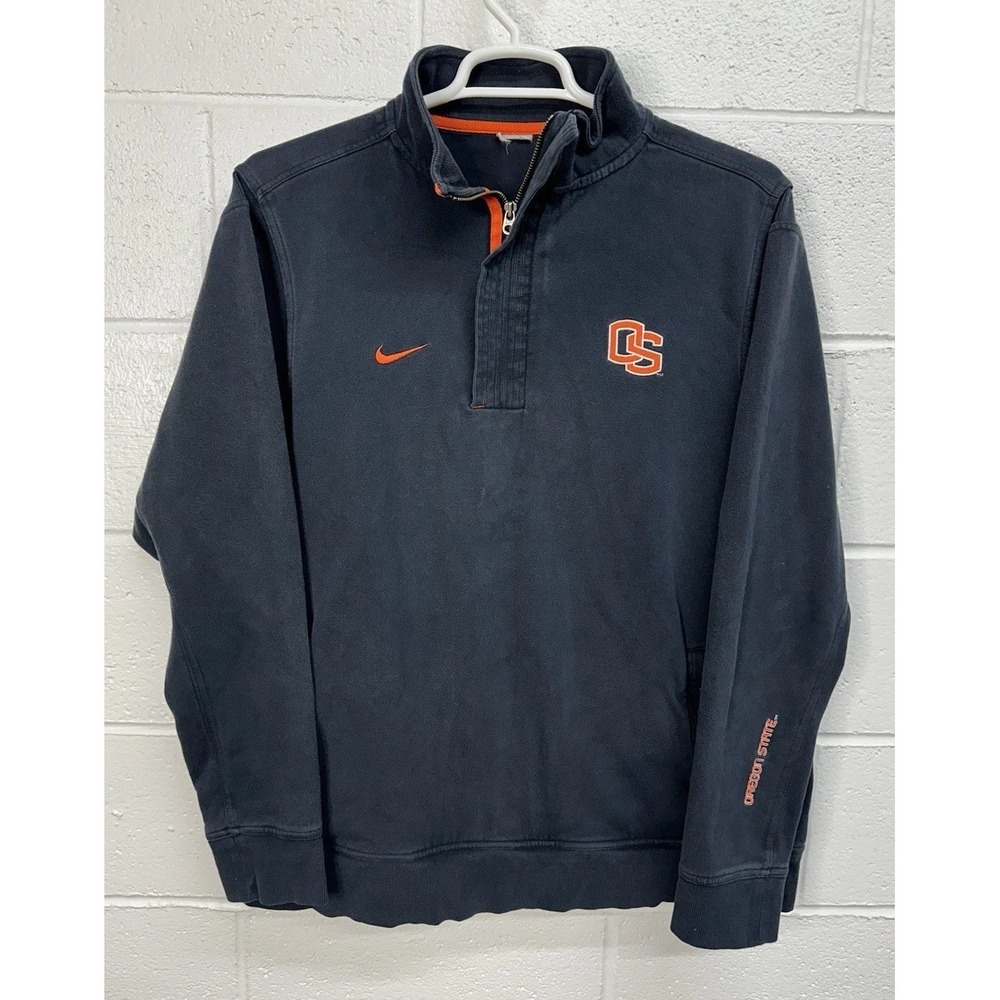 Nike‎ Quarter Zip Pullover Black Oregon State VTG / Men's XL